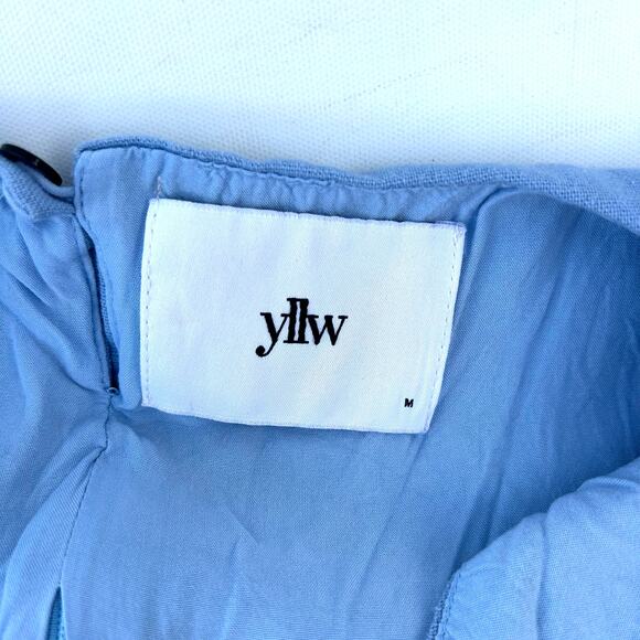 Yellow The Label Yllw Set Wide Leg Pants Crop Blue Vacation Co-Ord Medium Small - Picture 6 of 14